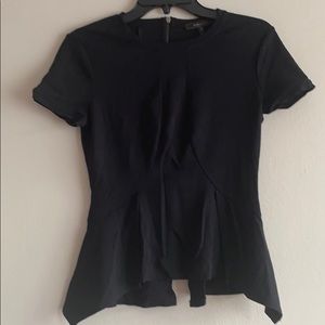 BCBG short sleeve peplum top in black